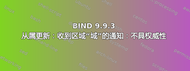 BIND 9.9.3 从属更新：收到区域“域”的通知：不具权威性