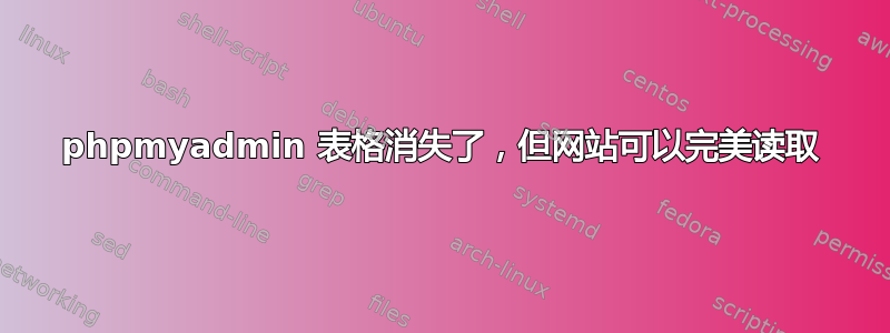 phpmyadmin 表格消失了，但网站可以完美读取