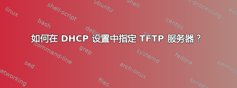 如何在 DHCP 设置中指定 TFTP 服务器？