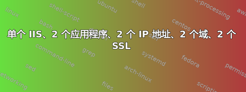 单个 IIS、2 个应用程序、2 个 IP 地址、2 个域、2 个 SSL