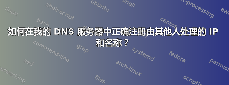 如何在我的 DNS 服务器中正确注册由其他人处理的 IP 和名称？