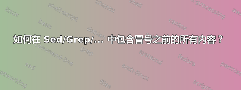 如何在 Sed/Grep/... 中包含冒号之前的所有内容？