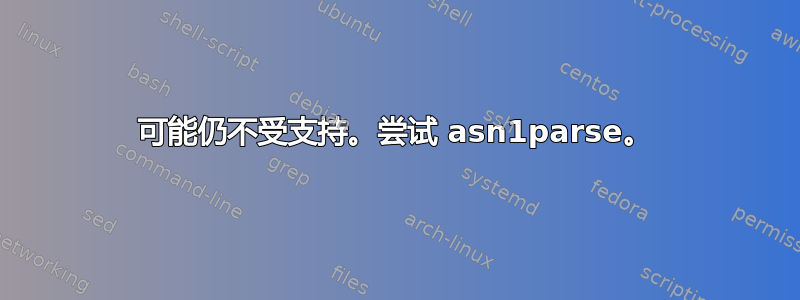 可能仍不受支持。尝试 asn1parse。