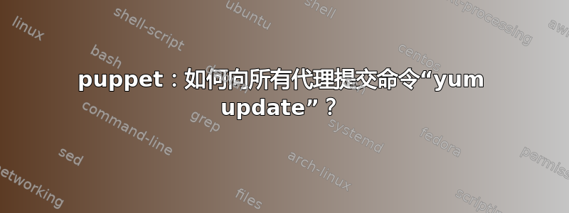 puppet：如何向所有代理提交命令“yum update”？