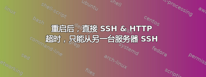 重启后，直接 SSH & HTTP 超时，只能从另一台服务器 SSH