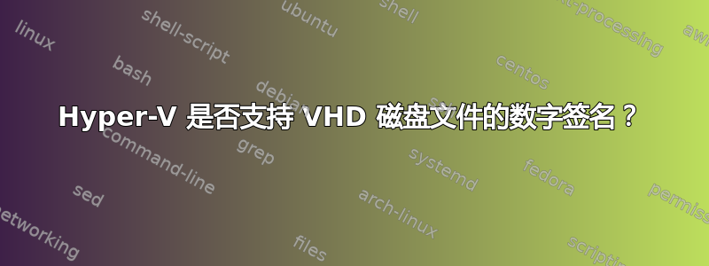 Hyper-V 是否支持 VHD 磁盘文件的数字签名？