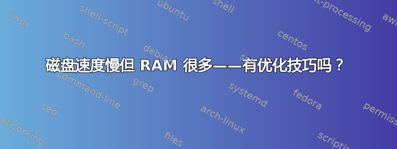 磁盘速度慢但 RAM 很多——有优化技巧吗？