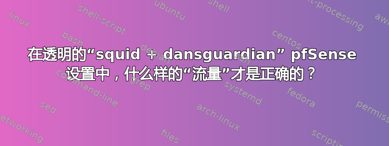 在透明的“squid + dansguardian” pfSense 设置中，什么样的“流量”才是正确的？