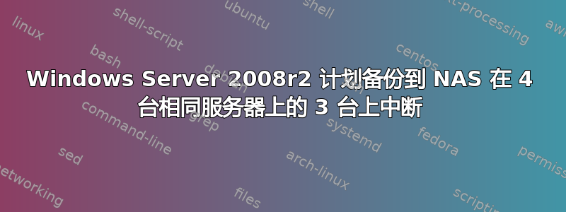 Windows Server 2008r2 计划备份到 NAS 在 4 台相同服务器上的 3 台上中断