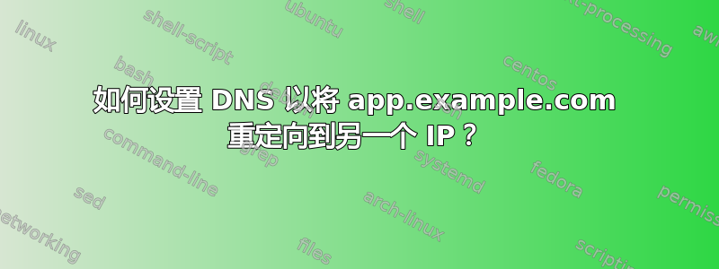 如何设置 DNS 以将 app.example.com 重定向到另一个 IP？