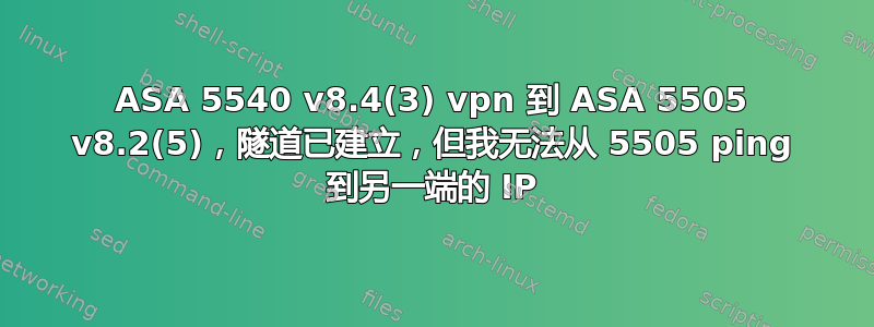 ASA 5540 v8.4(3) vpn 到 ASA 5505 v8.2(5)，隧道已建立，但我无法从 5505 ping 到另一端的 IP