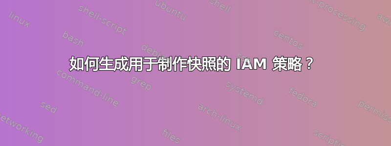 如何生成用于制作快照的 IAM 策略？