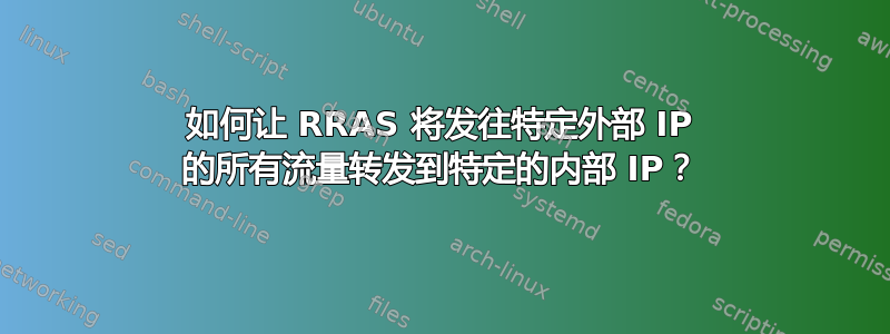 如何让 RRAS 将发往特定外部 IP 的所有流量转发到特定的内部 IP？