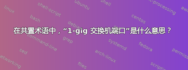 在共置术语中，“1-gig 交换机端口”是什么意思？