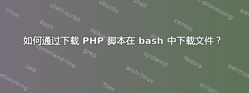 如何通过下载 PHP 脚本在 bash 中下载文件？