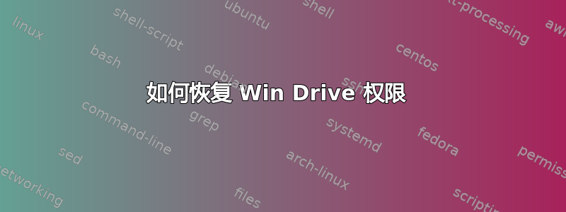 如何恢复 Win Drive 权限 