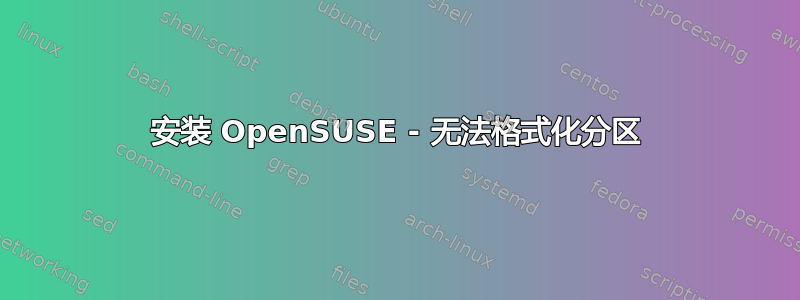 安装 OpenSUSE - 无法格式化分区