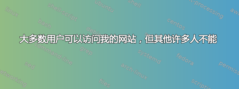 大多数用户可以访问我的网站，但其他许多人不能