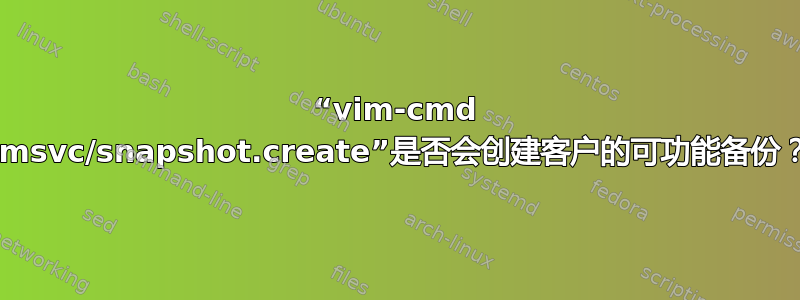 “vim-cmd vmsvc/snapshot.create”是否会创建客户的可功能备份？