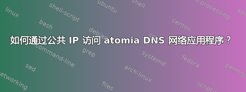 如何通过公共 IP 访问 atomia DNS 网络应用程序？