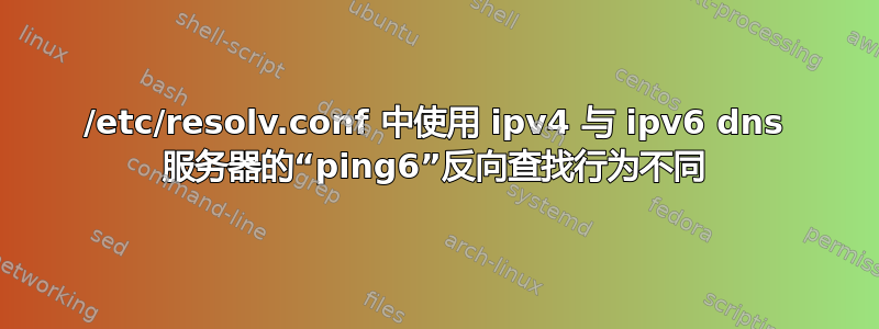 /etc/resolv.conf 中使用 ipv4 与 ipv6 dns 服务器的“ping6”反向查找行为不同