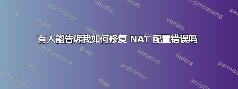 有人能告诉我如何修复 NAT 配置错误吗