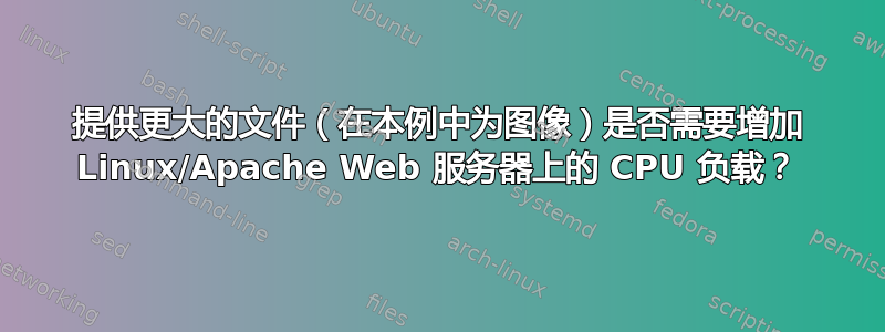 提供更大的文件（在本例中为图像）是否需要增加 Linux/Apache Web 服务器上的 CPU 负载？