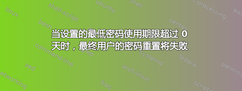 当设置的最低密码使用期限超过 0 天时，最终用户的密码重置将失败