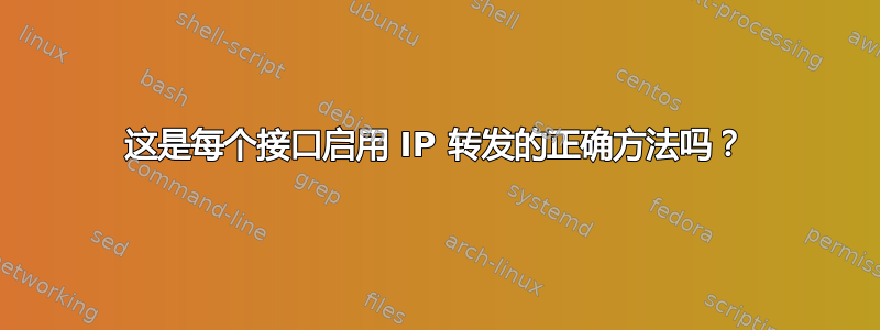 这是每个接口启用 IP 转发的正确方法吗？