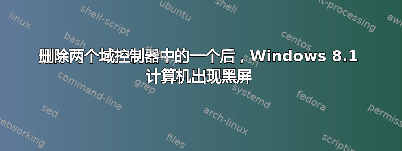 删除两个域控制器中的一个后，Windows 8.1 计算机出现黑屏