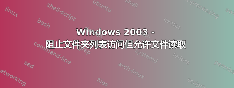 Windows 2003 - 阻止文件夹列表访问但允许文件读取