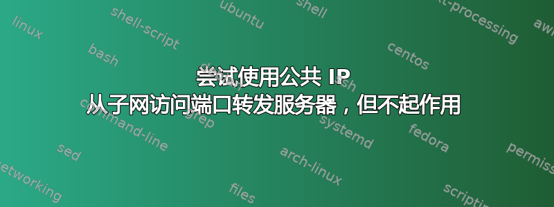 尝试使用公共 IP 从子网访问端口转发服务器，但不起作用