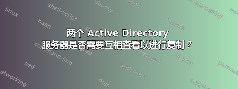 两个 Active Directory 服务器是否需要互相查看以进行复制？