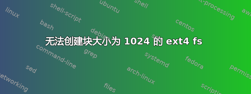 无法创建块大小为 1024 的 ext4 fs