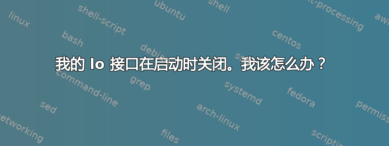 我的 lo 接口在启动时关闭。我该怎么办？