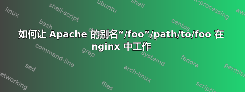 如何让 Apache 的别名“/foo”/path/to/foo 在 nginx 中工作