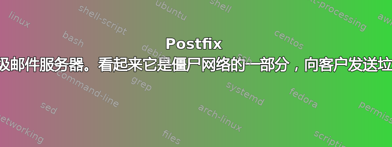 Postfix 充当垃圾邮件服务器。看起来它是僵尸网络的一部分，向客户发送垃圾邮件 