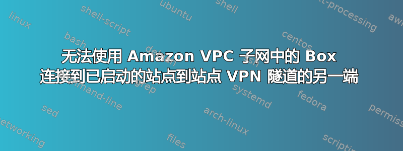 无法使用 Amazon VPC 子网中的 Box 连接到已启动的站点到站点 VPN 隧道的另一端