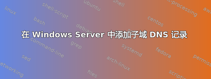 在 Windows Server 中添加子域 DNS 记录