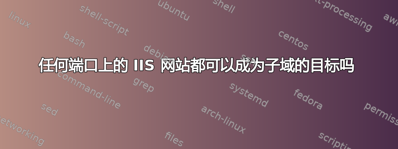 任何端口上的 IIS 网站都可以成为子域的目标吗