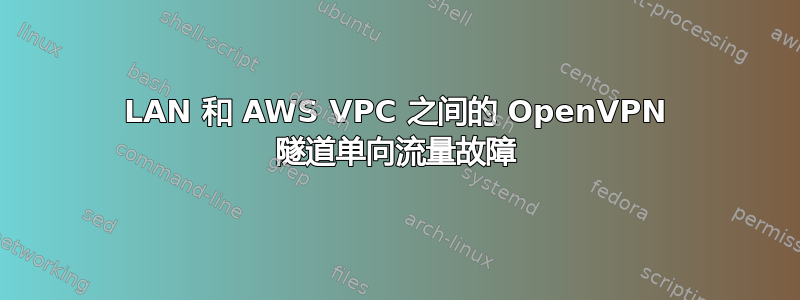 LAN 和 AWS VPC 之间的 OpenVPN 隧道单向流量故障