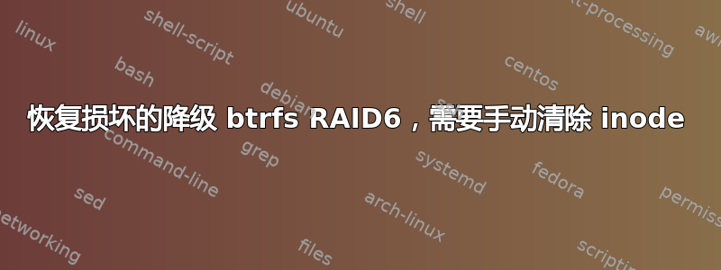 恢复损坏的降级 btrfs RAID6，需要手动清除 inode