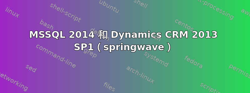 MSSQL 2014 和 Dynamics CRM 2013 SP1（springwave）