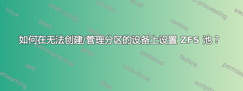 如何在无法创建/管理分区的设备上设置 ZFS 池？