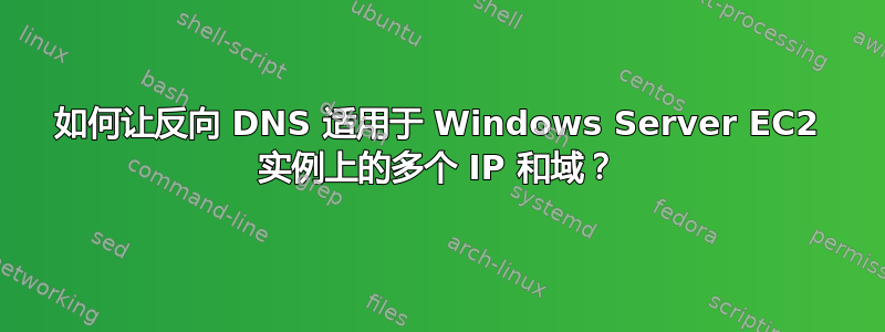 如何让反向 DNS 适用于 Windows Server EC2 实例上的多个 IP 和域？