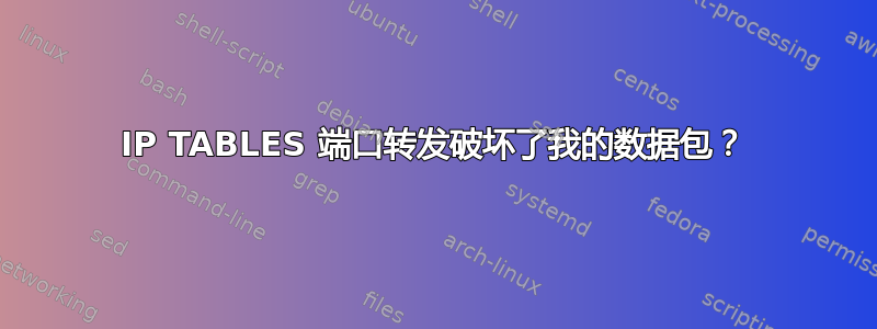 IP TABLES 端口转发破坏了我的数据包？