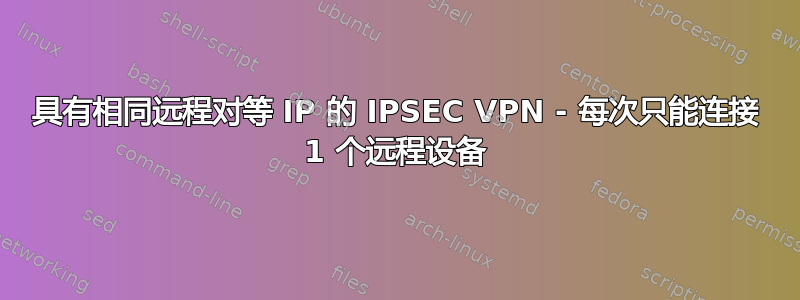 具有相同远程对等 IP 的 IPSEC VPN - 每次只能连接 1 个远程设备