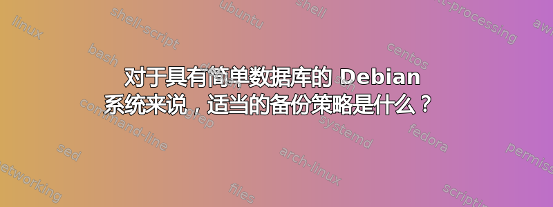 对于具有简单数据库的 Debian 系统来说，适当的备份策略是什么？ 