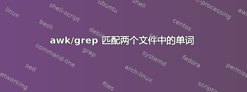 awk/grep 匹配两个文件中的单词