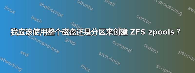 我应该使用整个磁盘还是分区来创建 ZFS zpools？